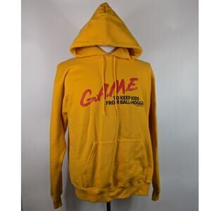 Mens Large Basketball Hoodie Champion Eco Authentic GAME Sports Yellow Sweater
